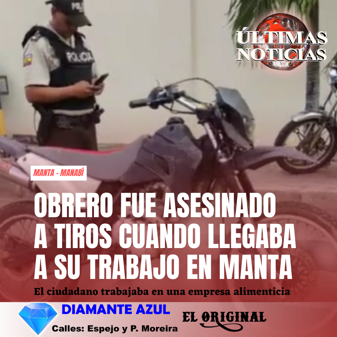 Jhon Jarry Saltos Reyes, de aproximadamente 28 años de edad, perdió la vida de forma trágica, tras ser víctima de un ataque armado ocurrido alrededor de las 05:30 de este martes 13 de mayo de 2025, hecho ocurrido en la avenida A. Ortiz, en el barrio El Pacífico, parroquia Los Esteros, en la ciudad de Manta, provincia de Manabí.